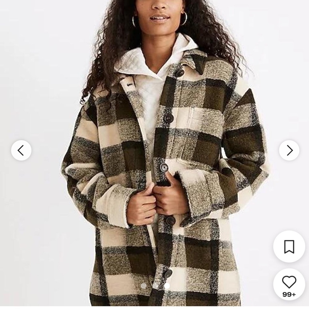 Madewell Belrose Shirt-Jacket In Marian Plaid Oversized Plaid Wool blend Size M - Picture 2 of 13
